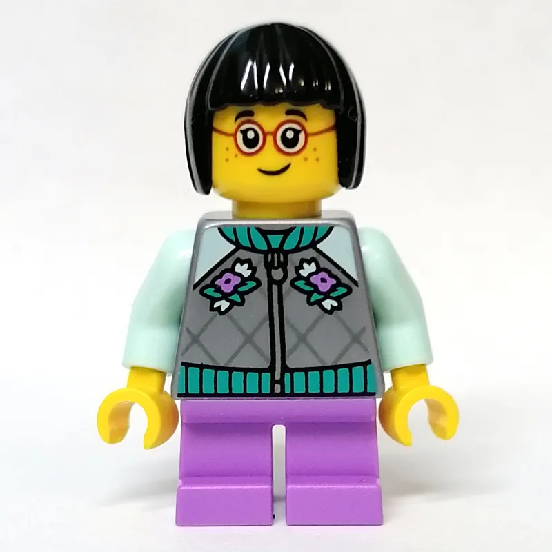 Kid - Flat Silver Torso, Medium Lavender Legs, Black Hair