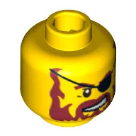 Minifig Head Captain Brickbeard, Beard Red-Brown, Sneer, Eyepatch Print