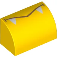 Brick Curved 1 x 2 x 1 No Studs with Mouth, White Fangs print