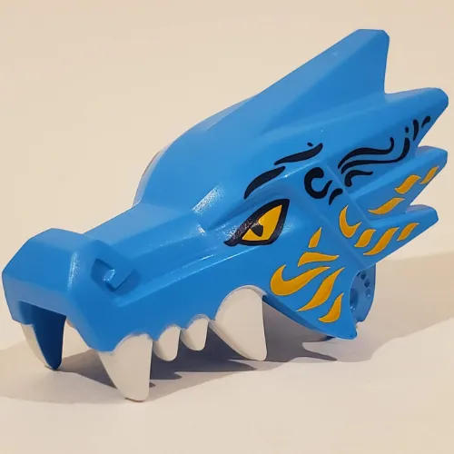 Creature Body Part, Dragon Head Upper Jaw with White Teeth, Yellow Eyes, Yellow/Dark Blue Markings print