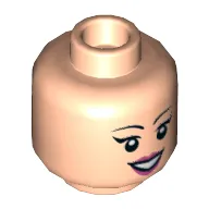 Minifig Head Daphne, Dual Sided, Female, Eyelashes, Dark Pink Lips, Smile with Teeth / Open Mouth Scared Print [Hollow Stud]
