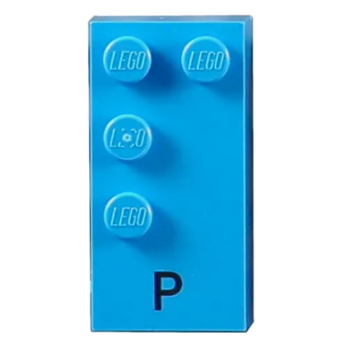 Braille Brick 2 x 4 with 4 Studs ⠏ and 'P' Print