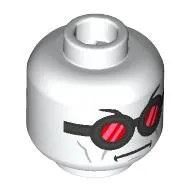 Minifig Head Mr. Freeze, Dark Bluish Grey Goggles, Red Glasses, Stern