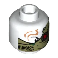 Minifig Head Heavy Metal (Faith) / Nitro, Red Eye, Olive Green Bandanna Wrap Print [Hollow Stud]