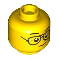 Minifig Head Cyrus Borg, Silver Glasses, Crooked Smile Print