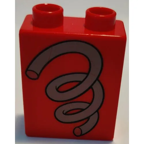 Duplo Brick 1 x 2 x 2 with Coil Spring Print
