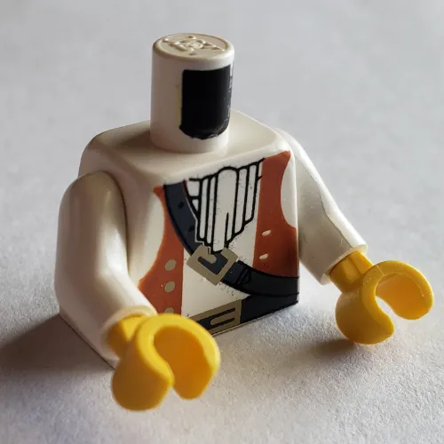 Torso Brown Vest, Ascot, Dark Gray Crossbelt Print, White Arms, Yellow Hands