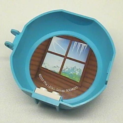 Pod, Round, Half, Back with 1 x 2 Plate White with Ski Hut Window Sticker