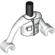 Minidoll Torso Boy with White Arms and Hands with white Beekeeper Suit, Pockets, Silver Zipper print