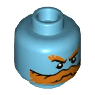 Minifig Head Sandy, Bushy Orange Eyebrows and Beard Print