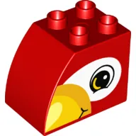 Duplo Brick 2 x 3 x 2 with Curved Top and Bird Head Print on Both Sides