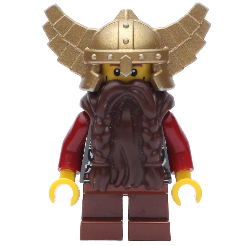 Dwarf, Dark Brown Beard, Metallic Gold Winged Helmet