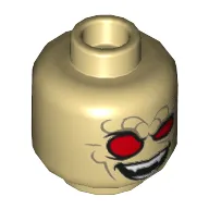 Minifig Head Hobgoblin, Dual Sided, Red Eyes, Dark Tan Lines, Angry Clenched Teeth / Evil Smile Print [Hollow Stud]