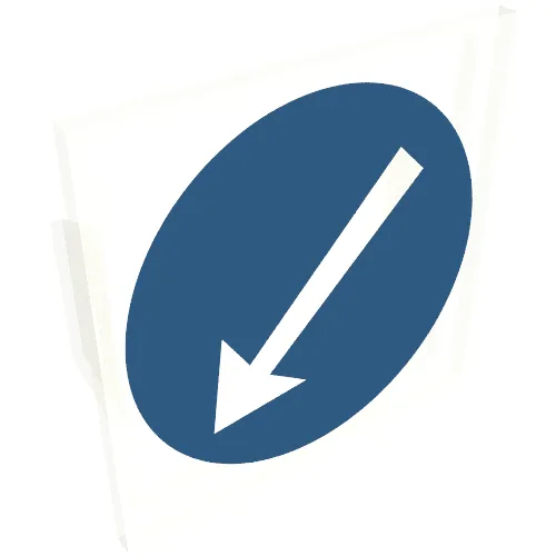 Light Sign 2 x 2 Clip on Back with Blue Circle and White Arrow Print