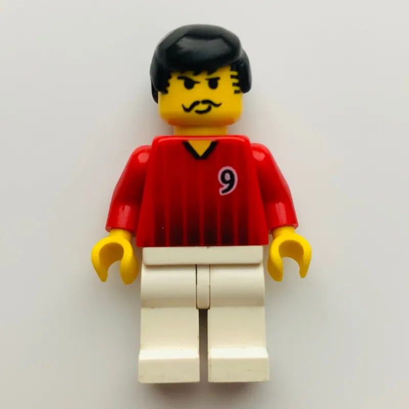 Soccer Player Red Torso, White Legs, #9