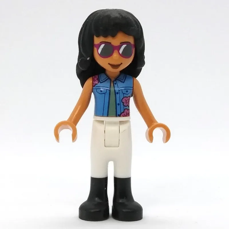 Savannah - Medium Blue Jacket, White Pants, Black Hair