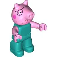 Duplo Figure, Pig with Dark Pink Cheeks, Glasses Print