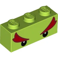 Brick 1 x 3 with Black Eyes and Bushy Red Eyebrows (Bowser Jr) Print
