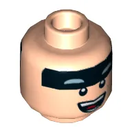 Minifig Head Batman, Dual Sided Black Stripe on Forehead, Smile with Teeth / Open Mouth with Teeth Print [Hollow Stud]