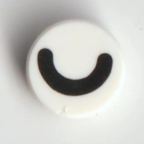 Tile Round 1 x 1 with Black Halve Circle / Closed Eye Print