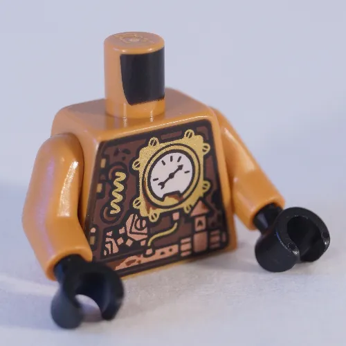 Torso Armor, Reddish Brown Plate with Gears and Gauge (Clockwork) Print (Zane), Medium Nougat Arms, Black Hands