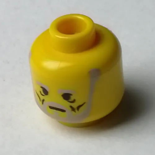 Minifig Head Count Dooku, Beard with Gray Beard and Under-Eyes Wrinkles Print [Blocked Open Stud]