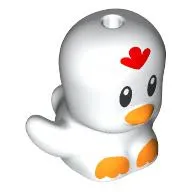 Animal, Bird, Bright Light Orange Beak and Feet, Red Feathers Print