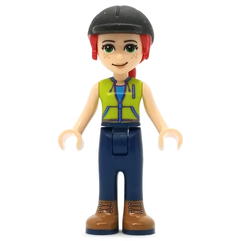 Mia - Lime Top, Dark Blue Pants, Black Cap