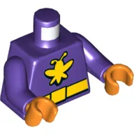 Torso Bodysuit, Yellow Moth and Belt with Buckle print, Dark Purple Arms, Orange Hands
