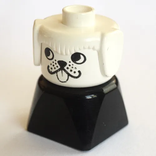 Duplo 2 x 2 x 2 Figure Brick Early, Dog, White Head, Looking Right Print