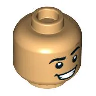 Minifig Head, Raised Eyebrow, Mean Smile Print