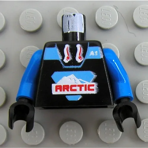 Torso Hoodie with Large Arctic Logo and 'A1' Print, Blue Arms, Black Hands