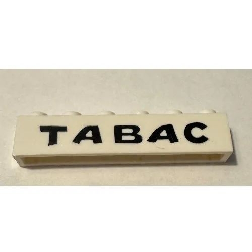 Brick 1 x 6 without Bottom Tubes with Cross Side Supports with 'TABAC' Print