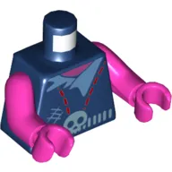 Torso Shirt with Collar and Skull Belt Buckle Print, Dark Pink Arms and Hands