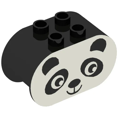 Duplo Brick 2 x 4 x 2 Rounded Ends with Panda Face Print