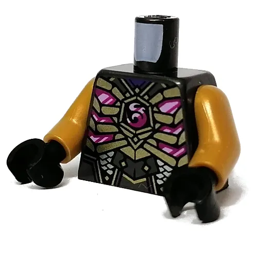 Torso Armor, Silver Panels, Gold Ribs, Purple Crystals Print, Pearl Gold Arms, Black Hands