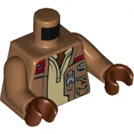 Torso Jacket with Pockets, Zipper and Gadgets, Tan Undershirt Print, Medium Nougat Arms, Reddish Brown Hands