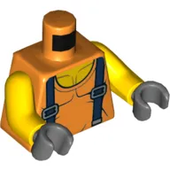 Torso, Vest, Top of Bare Chest, Blue Suspenders Print, Yellow Arms, Dark Bluish Gray Hands