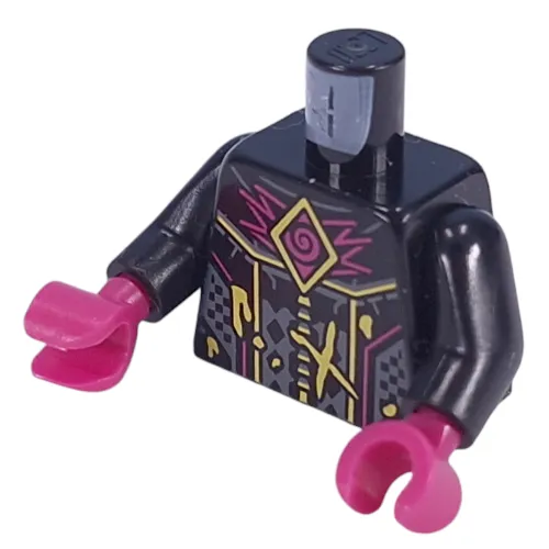 Torso, Magenta/Bright Light Yellow Lines, Silver Armor Print, Black Arms, Magenta Hands