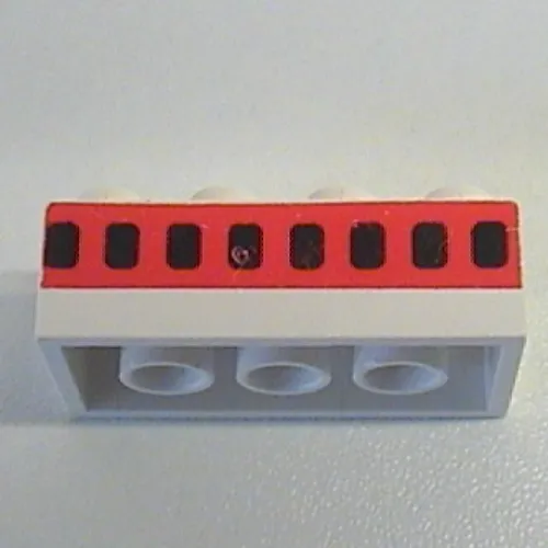 Brick 2 x 4 without Cross Supports with Plane Windows 8 in Thick Red Stripe Print