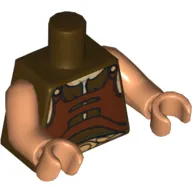 Torso Vest with Gold Belt Front and Back Print (Gungan), Nougat Arms and Hands