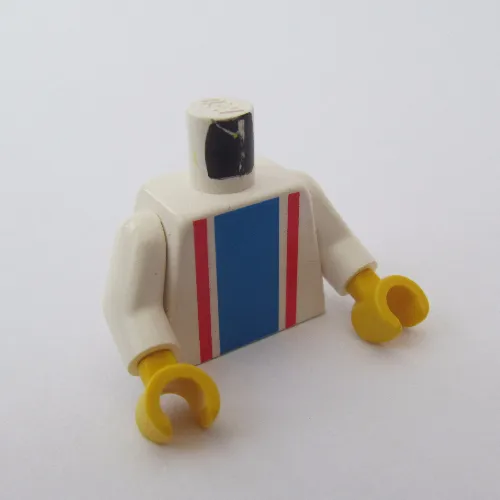 Torso Vertical Striped Blue and Red Print, White Arms, Yellow Hands