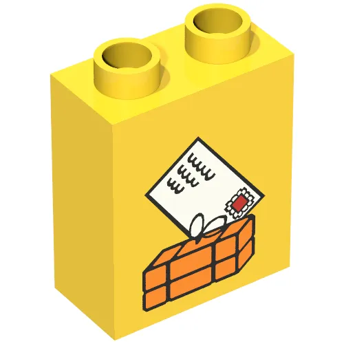 Duplo Brick 1 x 2 x 2 with Parcel and Mail Envelope Print