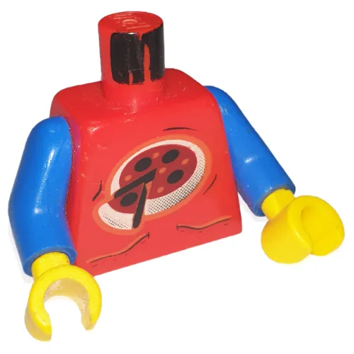 Torso Shirt, Pizza with Slice Print (Pepper), Blue Arms, Yellow Hands