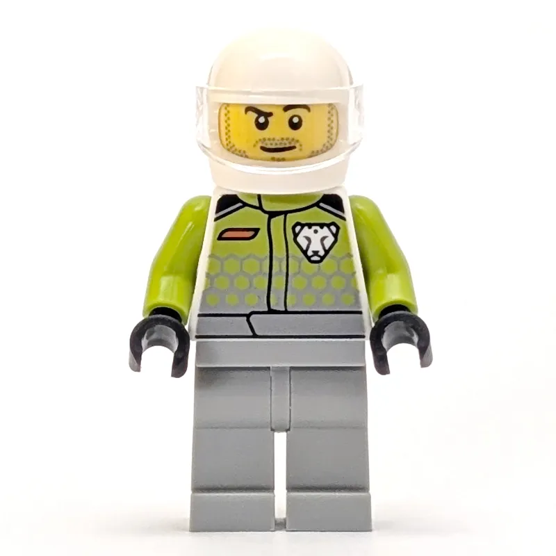 Race Driver, Lime Jacket, Light Bluish Gray Legs, White Helmet