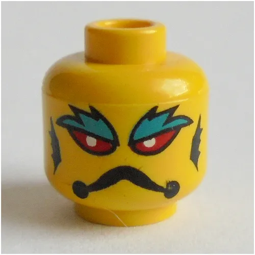 Minifig Head Stingray, Red Eyes, White Pupils, Frown, Gills and Blue Eyebrows Print [Blocked Open Stud]