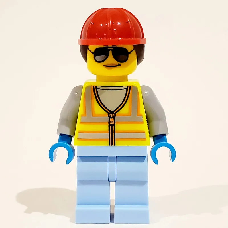 Woman, Vibrant Yellow Safety Vest, Red Hard Hat