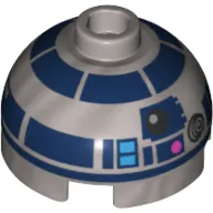 Brick Round 2 x 2 Dome Top with R2-D2 Astromech Droid Print