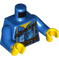 Torso Hawaiian Shirt, Straps, Suspenders, Belt Buckle Print, Blue Arms, Yellow Hands