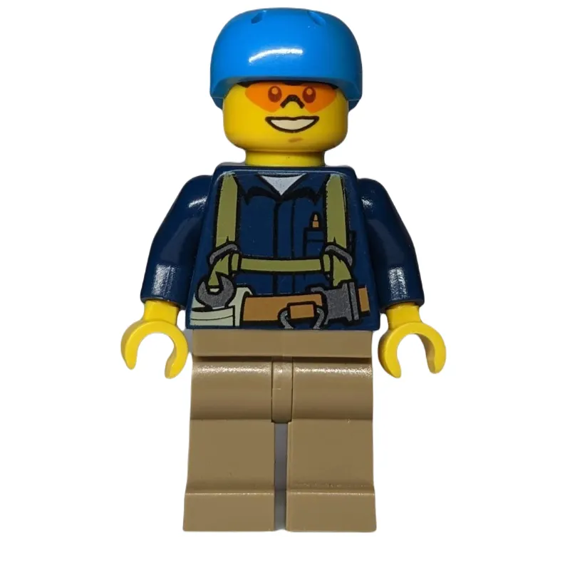 Dark Blue Torso, Dark Tan Legs, Dark Azure Helmet